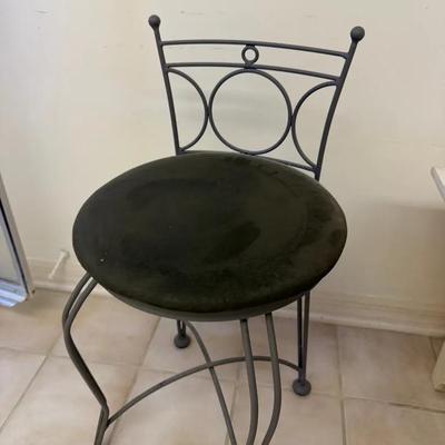 Metal Counter-Height Bar Stool with Upholstered Seat