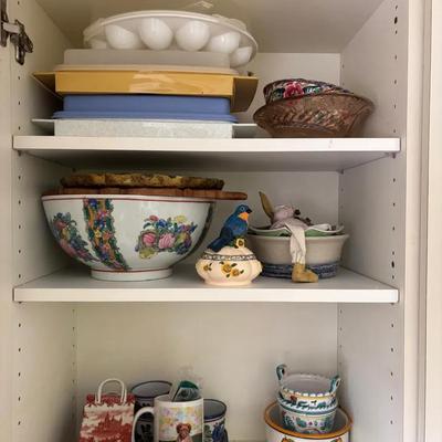 Mystery Kitchen Cabinet Lot of Mixed Ceramic, Glass, and Bakeware