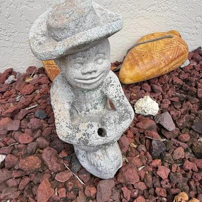 Outdoor Garden Decor Statues and Hanging Pottery Lot