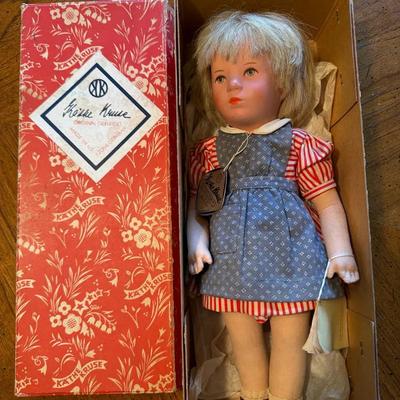 Vintage Käthe Kruse “Käthe Kuhle” Original Dressed Doll in Original Box – Made in U.S. Zone Germany