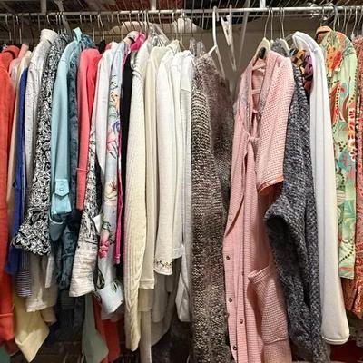 Women’s Closet Clothing Assortment Lot with Tops, Blouses, Sweaters, and Jackets