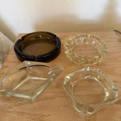 Vintage Glass & Amber Ashtrays
