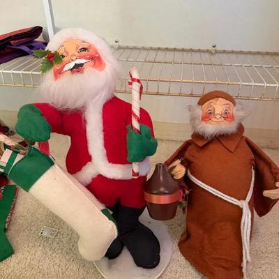 Vintage-Style Santa & Holiday Figurines with Trees and Decorative Accents