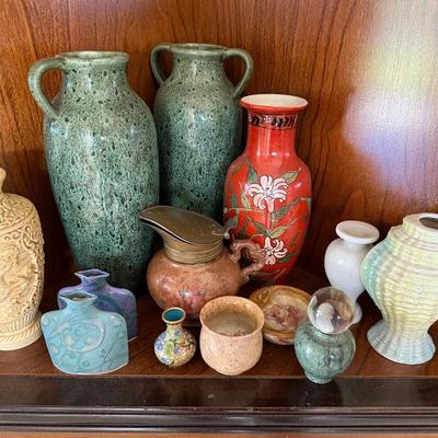 Assorted Decorative Art Pottery and Ceramic Vases Collection with Glazed, Hand-Painted, and Textured