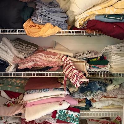 Large Assortment of Table Linens, Quilts & Decorative Textiles
