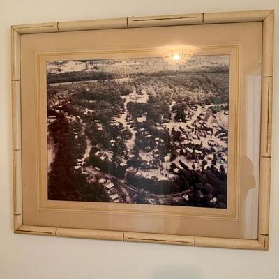 Framed Aerial Landscape Photograph in Bamboo-Style Frame 