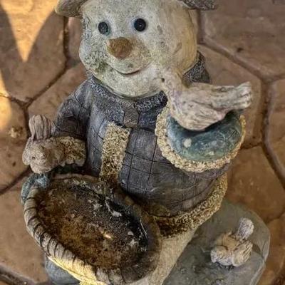 Decorative Snowman Garden Statue with Bird Feeder Bowl