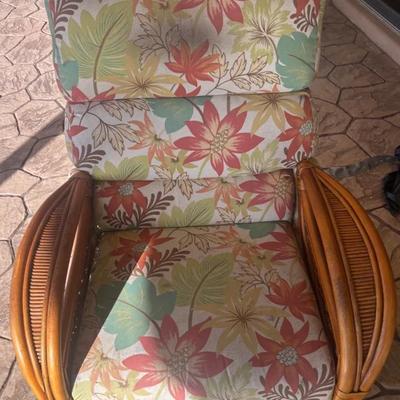 Woven Wicker Barrel-Back Accent Chair