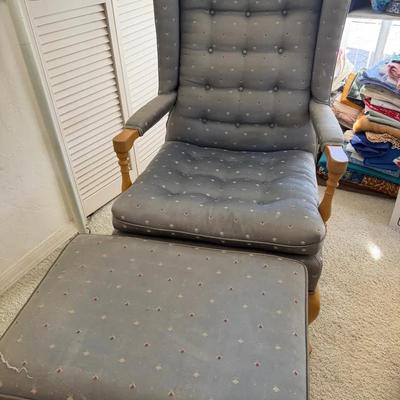 Upholstered Wingback Chair with Matching Ottoman