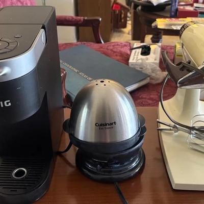 Keurig Single-Serve Coffee Maker, Cuisinart Egg Cooker, and Sunbeam Stand Mixer