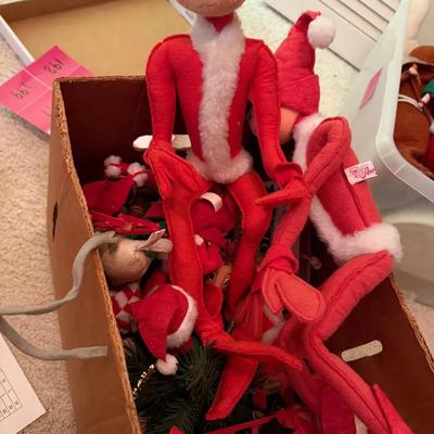 Vintage-Style Christmas Elves & Plush Reindeer Décor – Assorted Holiday Figures 