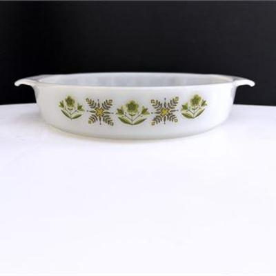 Discontinued Fire King Meadow Green Casserole.jpg