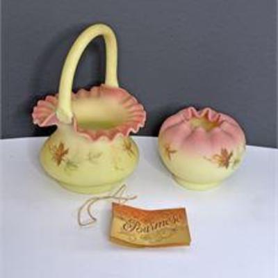 Discontinued Fenton Burmese Uranium Basket & Rose Bowl.jpg
