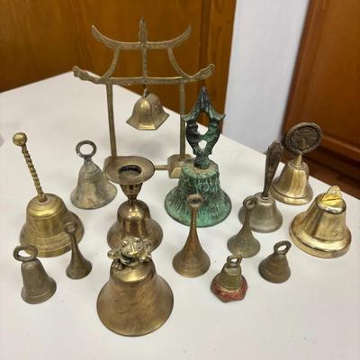 15 Decorative Metal Bells, Mostly Brass