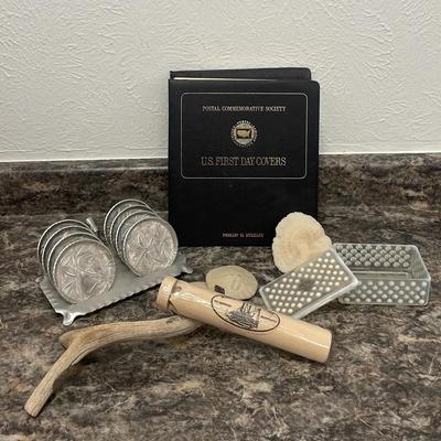 Collectible Stamp Day Covers Steel Coasters Wooden Whistle Dried Ocean Decor  