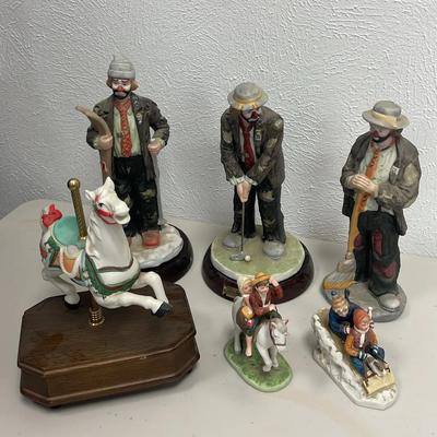 Vintage Hobo Clown Ceramic Carousel Horse 