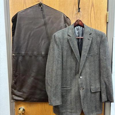 Wool Ben Silver Blazer And Vintage Leather Garment Bag