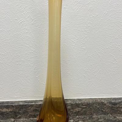 Amber Yellow Art Glass Vase 