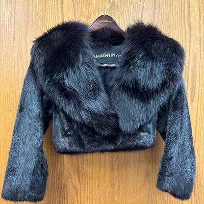 Stunning I. Magnin & Co. Waist Length Black Fur Coat