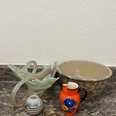 Art Glass Swan Brass Turtles Southwestern Ceramic 