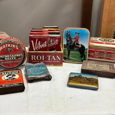 Large Lot Of Tobacco And Cigarette Tins: Velvet, Prince Albert, Old English, Edgeworth, Etc.