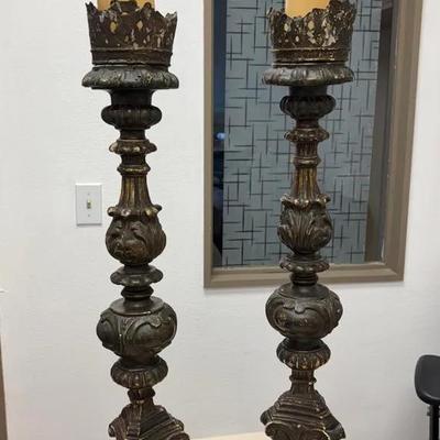 Pair Of Italian Baroque-style Altar Pricket Candlesticks