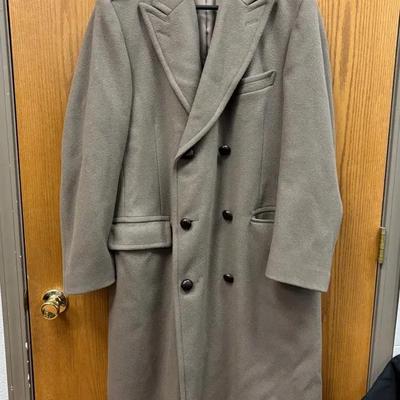 Grey Wool Double Breasted Overcoat By Paul Stuart 