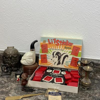 Vtg Game, Sherlock Bulldog Pipe and Cute Ceramics