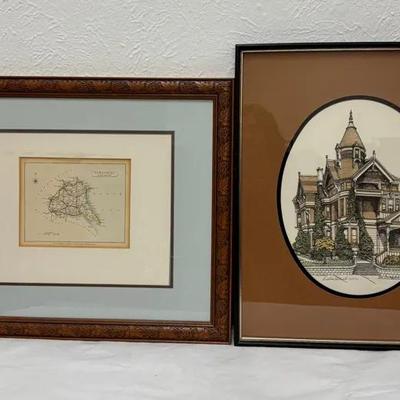 Beautiful Print Of Haas-Lilienthal House By D.W.Patrick And A Map Of Yorkshire