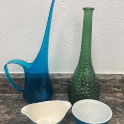 Decorative Glass Pieces and Coffee Cup Planter 