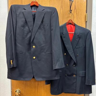 Brooks Brothers Brooksease Black Suit Jacket With Gold Sheep Buttons, Black Carroll &Co. Suit Jacket