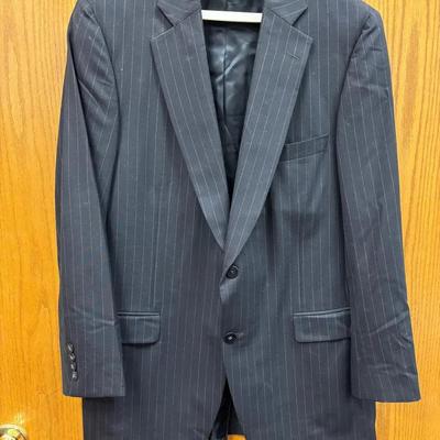 Navy Blue Striped Paul Stuart Wool Suit- Made In Canada