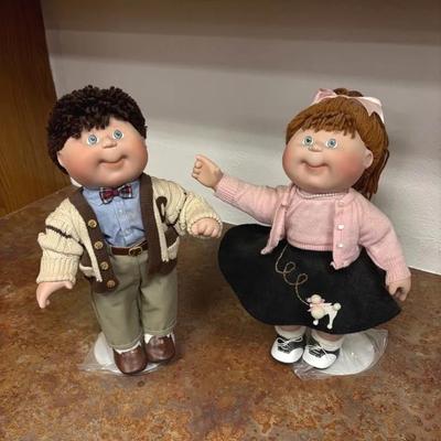 14” Tall Porcelain Cabbage Patch Dolls In 1950s Outfits, Made By Original Appalachian Artworks Inc