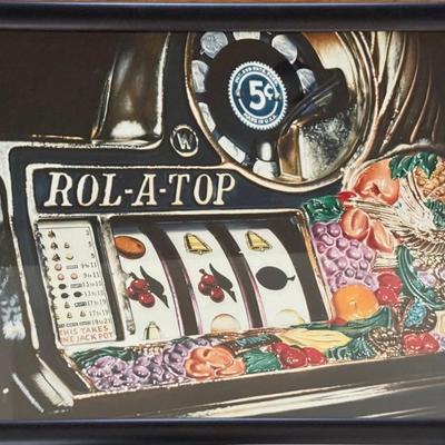 Framed Rol-a-top Slot Machine Print By Charles Bell
