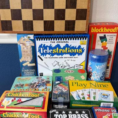 Vintage Games - Chess Board, Chicken Foot, Block Head, Yahtzee, Steel Tip Darts, Anchor Poker Chips, And More
