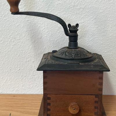 Dove Tail Wood And Cast Iron Coffee Grinder