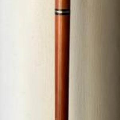 
36" Wooden Cane With Brass Finial And Hidden Flask Compartment With Flask