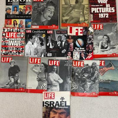 (15) Assorted Life And Look Magazines 1940's-80's