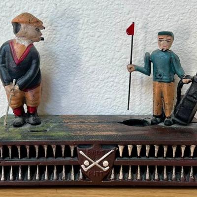 Vintage Birdie Putt Cast Iron Mechanical Coin Bank
