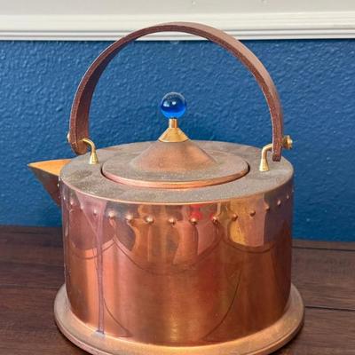C Jorgensen Made In Italy Copper Tea Pot With Wood Handle