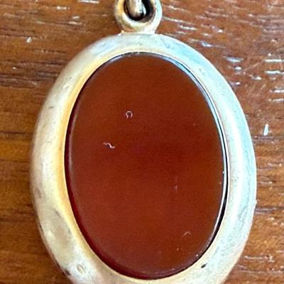 Antique Victorian Double Sided Gold Filled Pendant - Carnelian & Black Onyx Engraved Willard Storck