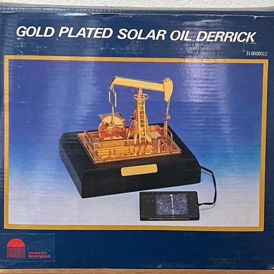Vintage Gold Plated Solar Oil Derrick No. 310000012 In Original Box