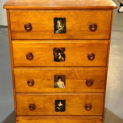 Vintage 43" Wooden 4 Drawer Dresser With Dove Tail
