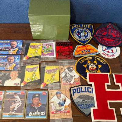 Coca Cola Baseball Cards, Nascar Cards, Scooby Doo Cards, Police Patches, School Patches, And Patriots Patch