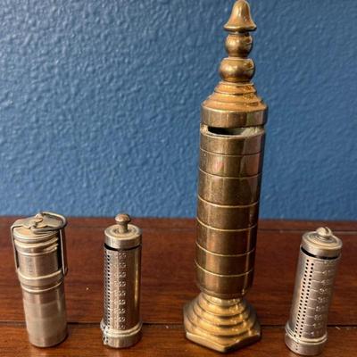Everdry Metal Match Stick Holder, (2) Antique Metal Dime Banks, And A Brass Bank