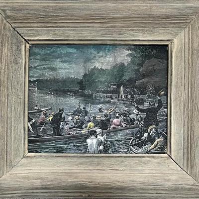 College Regatta By Arthur Burdett Frost Plastic Edging Print In Mexico Wooden Frame