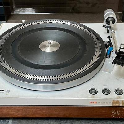 Philips 212 Electronic Turn Table With Dust Cover For Parts Or Repair