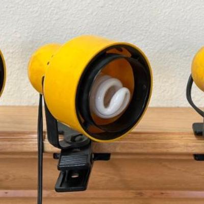 Set Of (3) Yellow Plug In Clamp On Utility Lights
