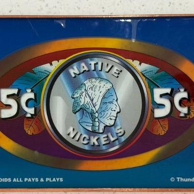 Thunderbird 1995 Native Nickels Glass Slot Machine Wall Hanging