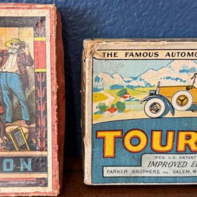Late 1800's " The Game Of Auction" Card Game, 1920's " Parker Brothers Famous Automobile Touring" Cards